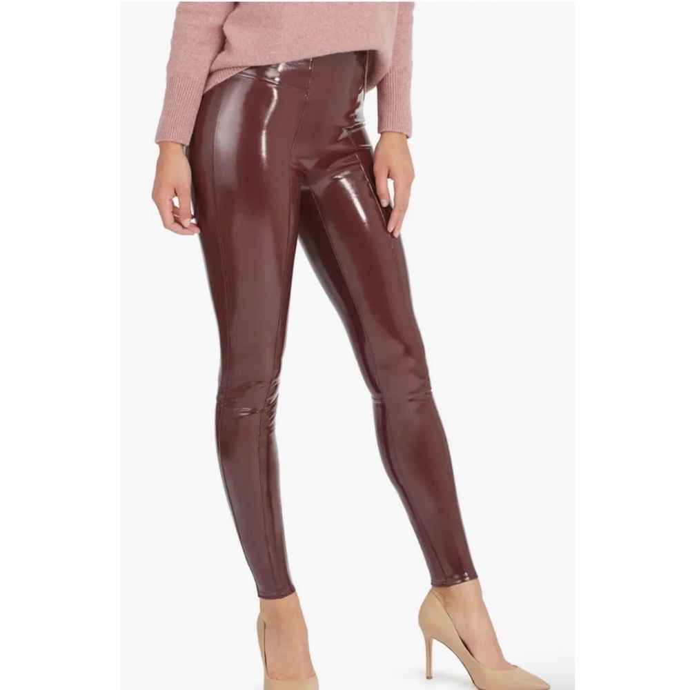 Spanx Faux Patent Leather Leggings in Ruby Red